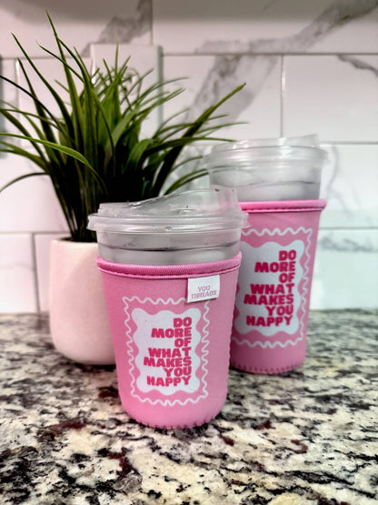 Pink Do More Happy Iced Drink Sleeve - Medium