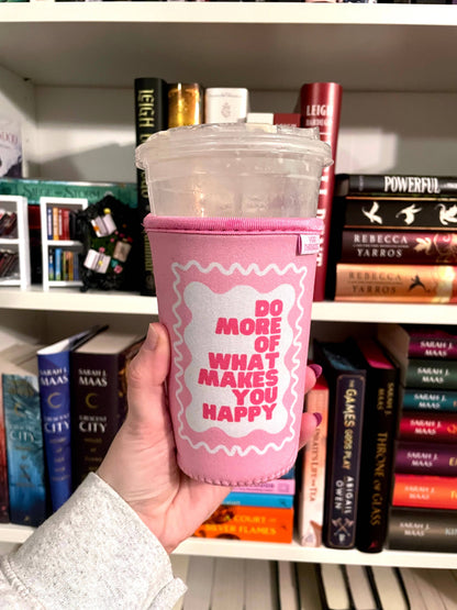 Pink Do More Happy Iced Drink Sleeve - Medium