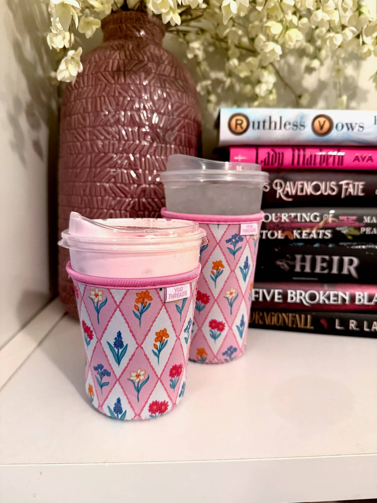 Wildflower Diamond Quilt Iced Coffee Drink Sleeve - Medium