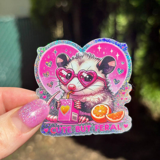 Cute but Feral Possum Sticker