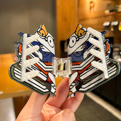 Cat and Books Hair Clip