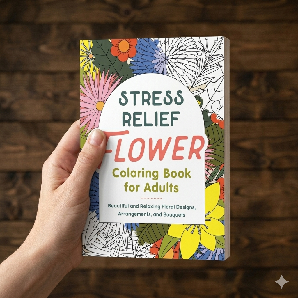Stress Relief Flower Coloring Book For Adults