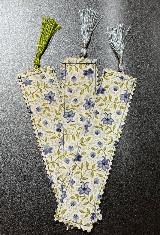 Blue Flowers Fabric Bookmark