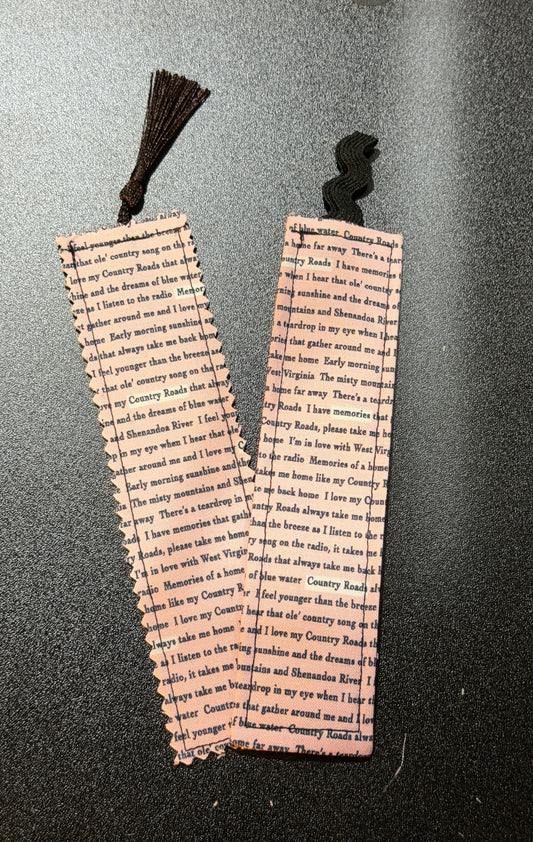 Words on a Page Fabric Bookmark