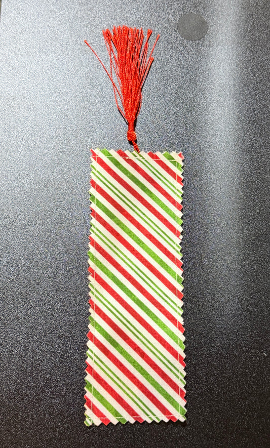 Christmas Stripes Fabric Bookmark